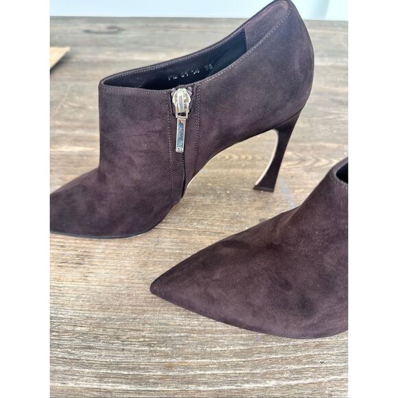Christian Dior Chocolate Brown Suede Boot Booties, Size 38/US8, NWOT - Picture 4 of 9